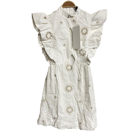 New Amarante Do Brasil White Embroidered Cutout Mini Dress - Picture 3 of 8